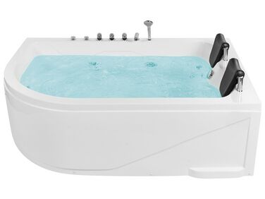 Banheira de hidromassagem de canto esquerdo em acrílico branco com LED 180 x 120 cm CALAMA