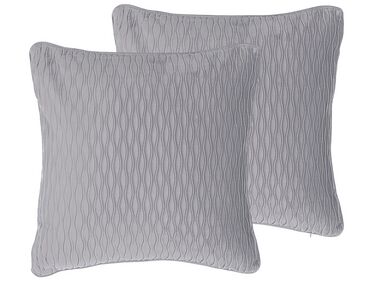 Set of 2 Embossed Cushions 45 x 45 cm Grey MOTARI