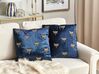Set of 2 Embroidered Velvet Cushions Dragonfly Motif 45 x 45 cm Navy Blue BLUESTEM_892697