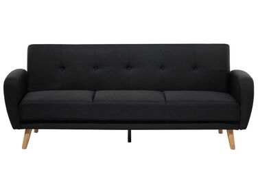 Háromszemélyes fekete kárpitozott kanapéágy FLORLI
