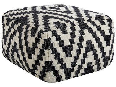 Wool Pouffe Black and White KNIDOS
