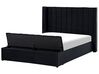 Łóżko welurowe z ławką 140 x 200 cm czarne NOYERS_834542