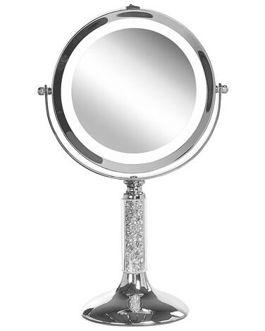 Kosmetikspiegel silber mit LED-Beleuchtung ø 18 cm BAIXAS