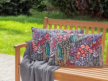Set of 2 Outdoor Cushions Floral Motif 40 x 60 cm Multicolour CASTELARO
