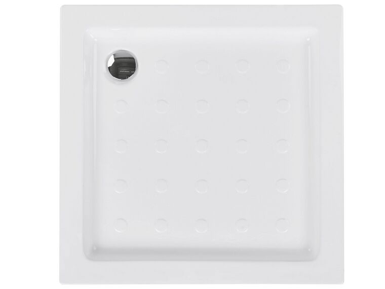	Plato de ducha de acrílico blanco/plateado 90 x 90 cm ESTELI_788209