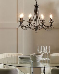 Kattokruunu 8 polttimoa metalli musta TEESTA Kattokruunu 8 polttimoa metalli musta TEESTA