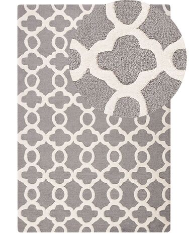 Teppich grau 140 x 200 cm marokkanisches Muster Kurzflor ZILE