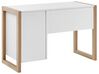 Schreibtisch weiß / heller Holzfarbton 110 x 50 cm Schublade Schrank JOHNSON_790289