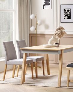 Tuoli kangas vaaleanharmaa/vaalea puu 2 kpl PHOLA