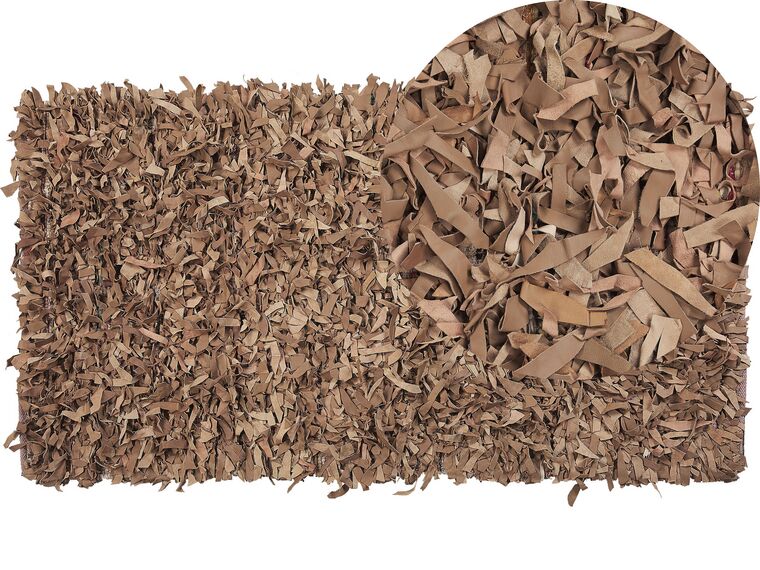 Leather Area Rug 80 x 150 cm Beige MUT_220041