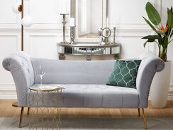 Divaani samettinen vaaleanharmaa NANTILLY Divaani samettinen vaaleanharmaa NANTILLY