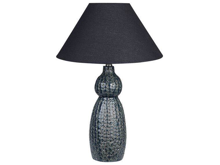 Bordslampa i keramik mörkblå och svart MATINA_849293