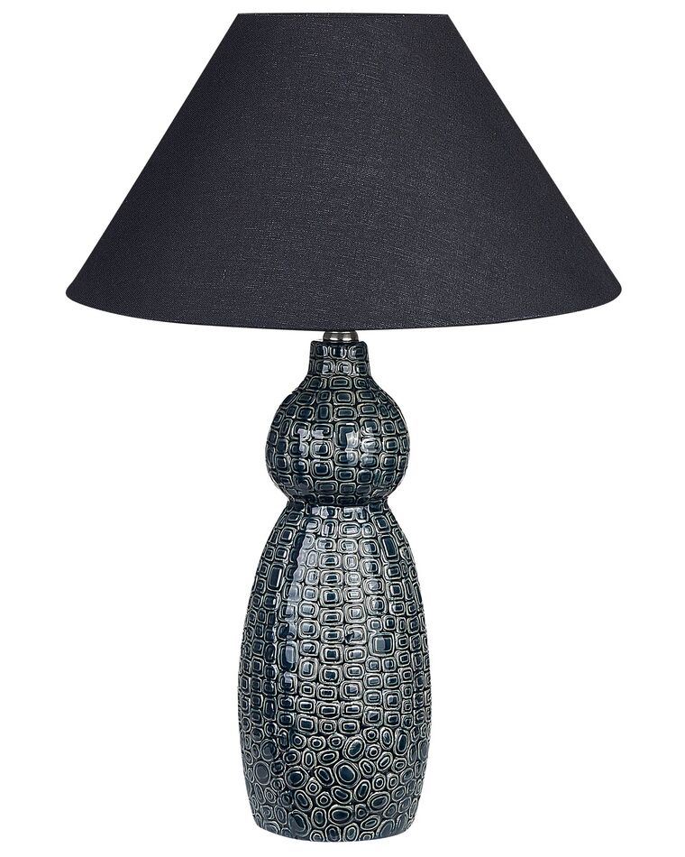 Bordslampa i keramik mörkblå och svart MATINA_849293
