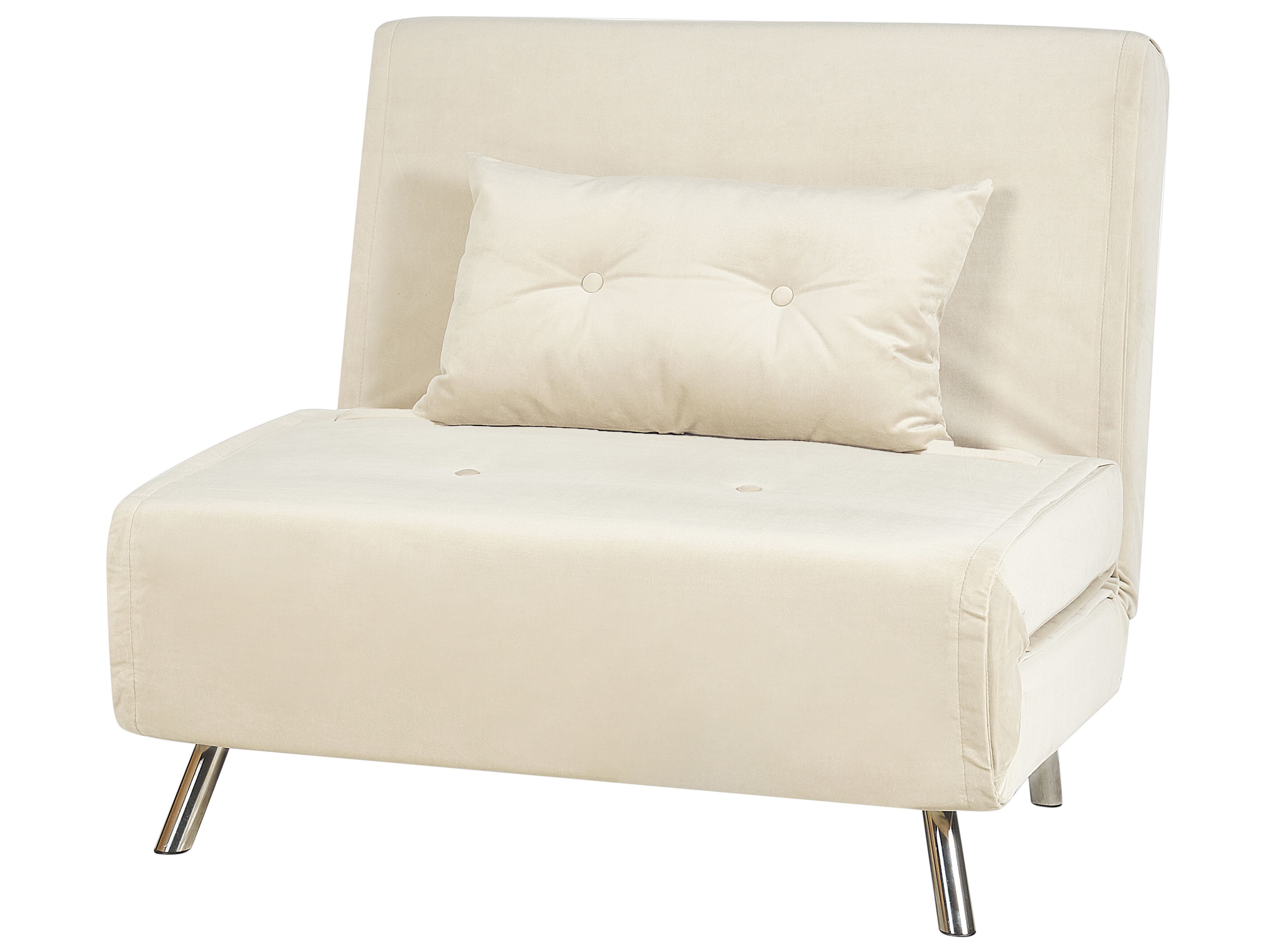 Velvet Single Sofa Bed Cream FARRIS Beliani.co.uk