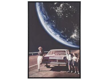 Obraz na płótnie w ramie retro planeta 63 x 93 cm wielokolorowy MONTESE