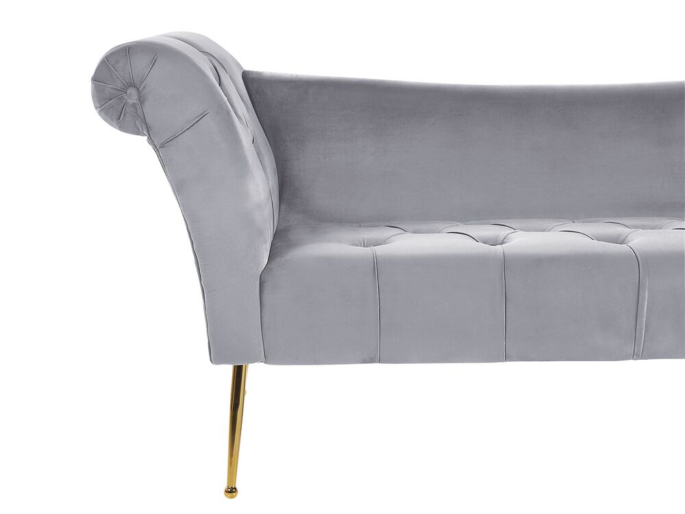 Velvet Chaise Lounge Grey NANTILLY Beliani.co.uk