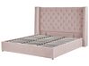 Łóżko z pojemnikiem welurowe 180 x 200 cm różowe LUBBON_833882