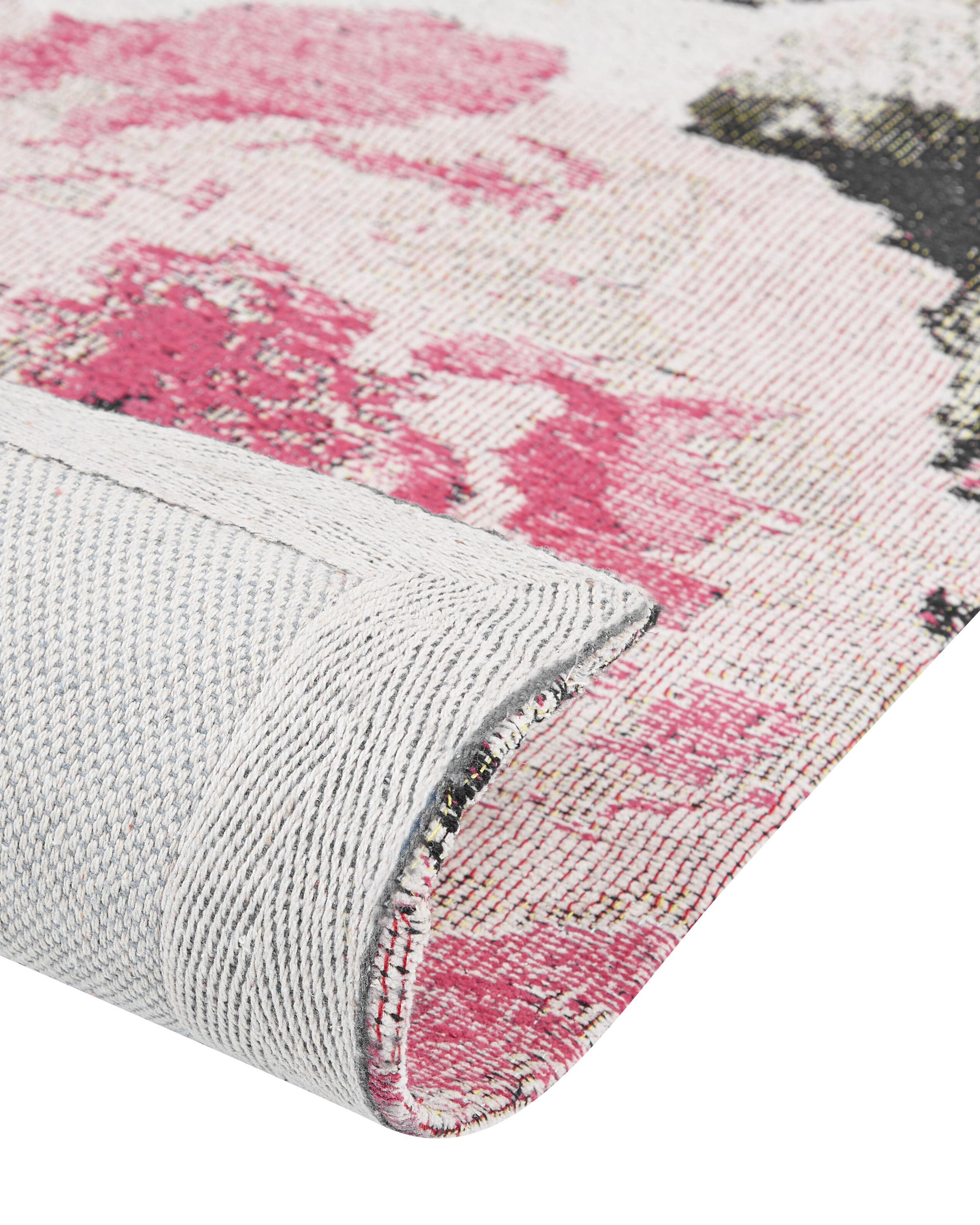 Teppich Baumwolle rosa Blumenmuster 200 x 300 cm Kurzflor EJAZ_854072