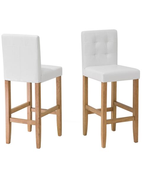 Set Of 2 Bar Chairs Faux Leather Off, Pineapple Back Bar Stools Uk