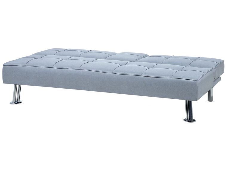 Divano Letto 3 Posti Beliani Tessuto Grigio Chiaro | Meccanismo Click-Clac | Braccioli Regolabili | 182 Cm - 4