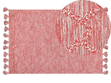 Teppich Baumwolle rot 140 x 200 cm mit Quasten NIGDE