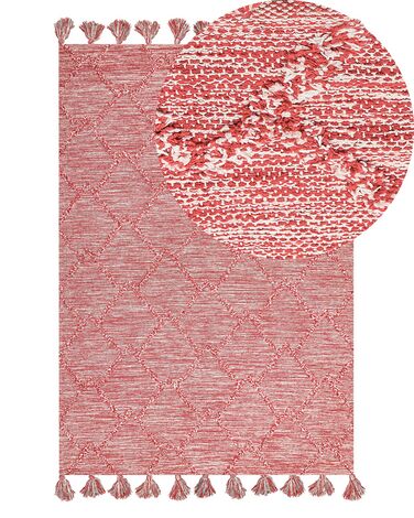Tapete em algodão vermelho e branco 140 x 200 cm NIDGE