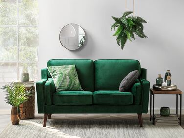 2-seters sofa fløyel smaragdgrønn LOKKA