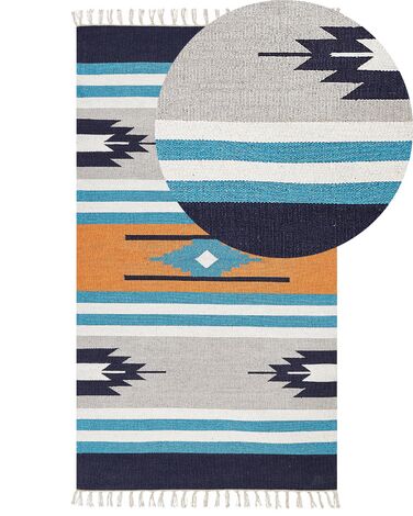 Kelim Teppich Baumwolle mehrfarbig 80 x 150 cm geometrisches Muster Kurzflor NORATUS