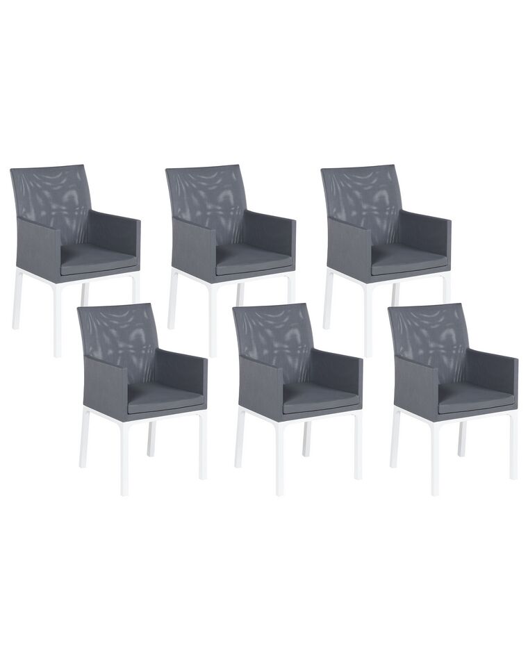Conjunto de 6 sillas de poliéster gris oscuro/blanco BACOLI_825763