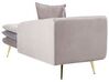 Left Hand Velvet Chaise Lounge Beige and Grey GONESSE_856972