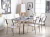 Conjunto de mesa com tampo triplo granito flameado preto 180 x 90 cm e 6 cadeiras brancas GROSSETO_764217