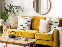 Koristetyyny puuvilla vaalea beige/musta 45 x 45 cm ABIES Koristetyyny puuvilla vaalea beige/musta 45 x 45 cm ABIES