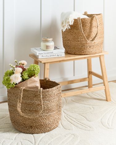 Набір з 2 джутових кошиків бежевий KAELLA