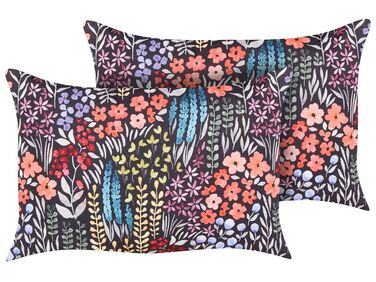 Set of 2 Outdoor Cushions Floral Motif 40 x 60 cm Multicolour CASTELARO