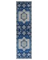 Teppich blau / beige orientalisches Muster 80 x 300 cm Kurzflor PARVAKADLI_831584