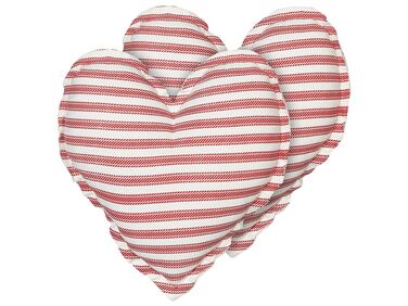 Sierkussen set van 2 katoen met hartenmotief wit/rood 45 x 45 cm RUBIA
