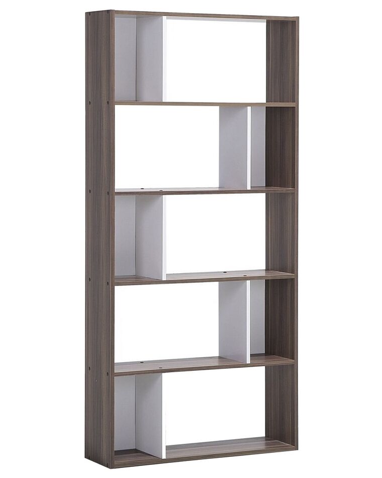 5 Tier Bookcase Dark Wood and White ORILLA_708074