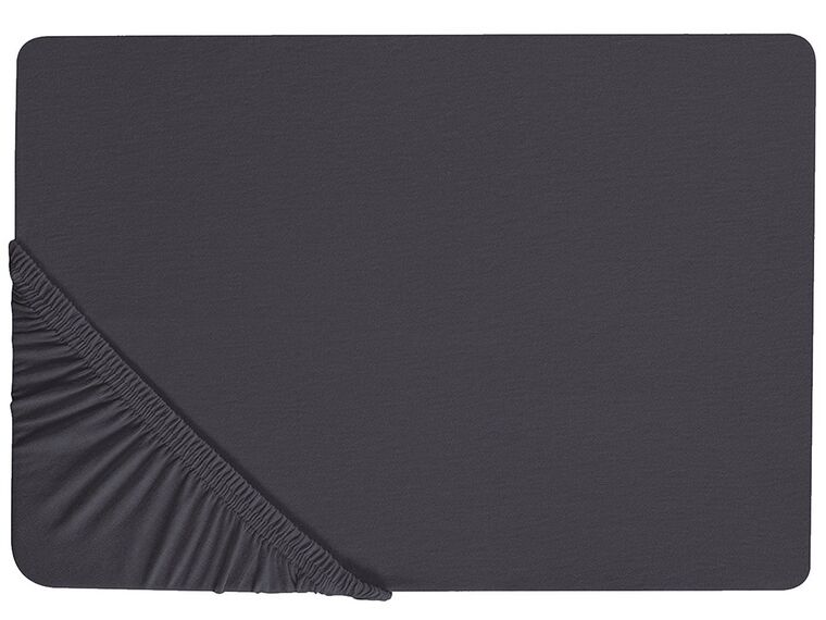 Cotton Fitted Sheet 160 x 200 cm Black HOFUF_815931