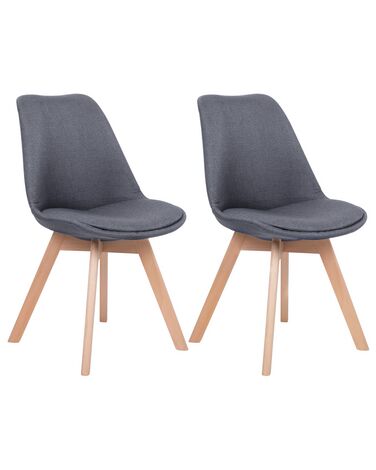 Conjunto de 2 sillas de comedor de poliéster gris grafito/madera clara DAKOTA II