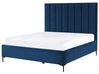 Polsterbett Samtstoff blau mit Bettkasten hochklappbar 140 x 200 cm SEZANNE_800063
