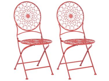 Conjunto de 2 cadeiras de jardim em metal vermelho SCARIO