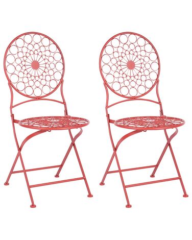 Zestaw 2 krzeseł ogrodowych metalowy czerwony SCARIO 