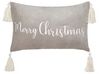 2 poduszki z frędzlami motyw świąteczny welurowe 30 x 50 cm szare LITHOPS_887904