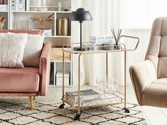 Tarjoiluvaunu kultainen mosaiikkibetoniefektillä GALENA Tarjoiluvaunu kultainen mosaiikkibetoniefektillä GALENA