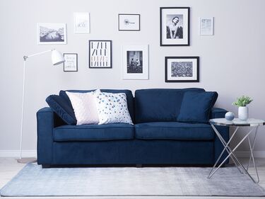 3 Seater Velvet Sofa Navy Blue FALUN