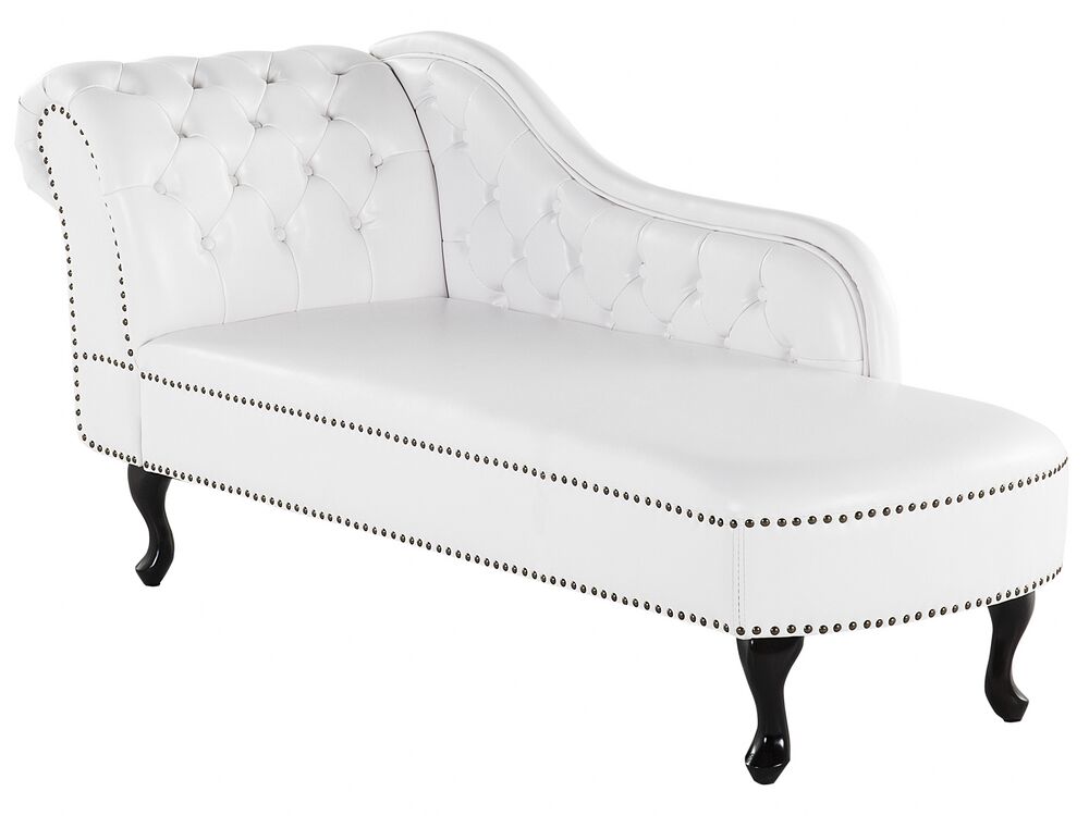 Chaise longue de piel sintética blanco izquierdo NIMES Beliani.es
