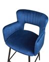 Conjunto de 2 sillas de bar de terciopelo azul marino SANILAC_912678
