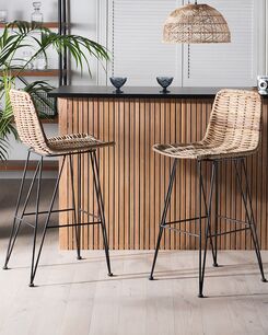 Baarituoli rottinki luonnonväri 2 kpl CASSITA Baarituoli rottinki luonnonväri 2 kpl CASSITA