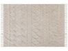 Teppich Baumwolle beige 160 x 230 cm geometrisches Muster Fransen Kurzflor DIDIM_848298
