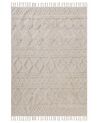 Teppich Baumwolle beige 160 x 230 cm geometrisches Muster Fransen Kurzflor DIDIM_848298